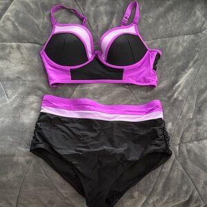 Torrid Purple and Black Bikini Set